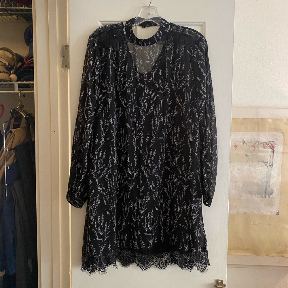 Zara Black Floral Shift Dress